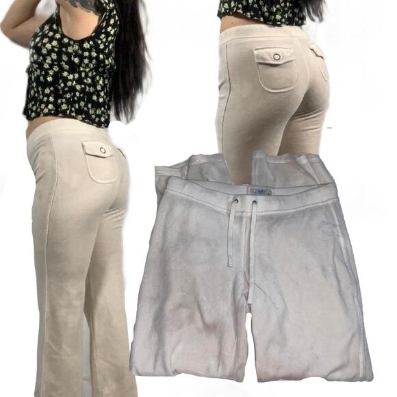 SO Wear It Declare It Beige Velvet Flare Sweatpants – Medium - Picture 1 of 8